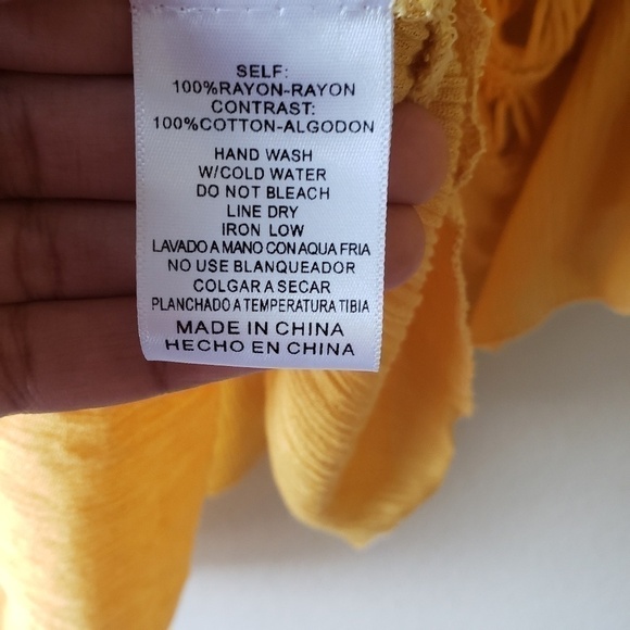 LISTICLE Boho Bell Sleeve Ruffle Hi Low Crochet Top Yellow Flowy Sz M - Picture 7 of 8